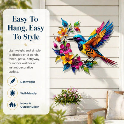 ✨Hummingbird Bloom Floral Metal Wall Art