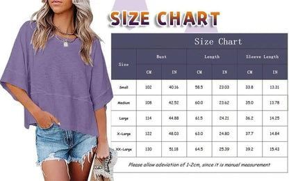 ☀️ Women's Summer Casual Crewneck Batwing Top – Loose Fit, Cute & Breezy 🌸
