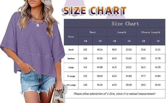 ☀️ Women's Summer Casual Crewneck Batwing Top – Loose Fit, Cute & Breezy 🌸