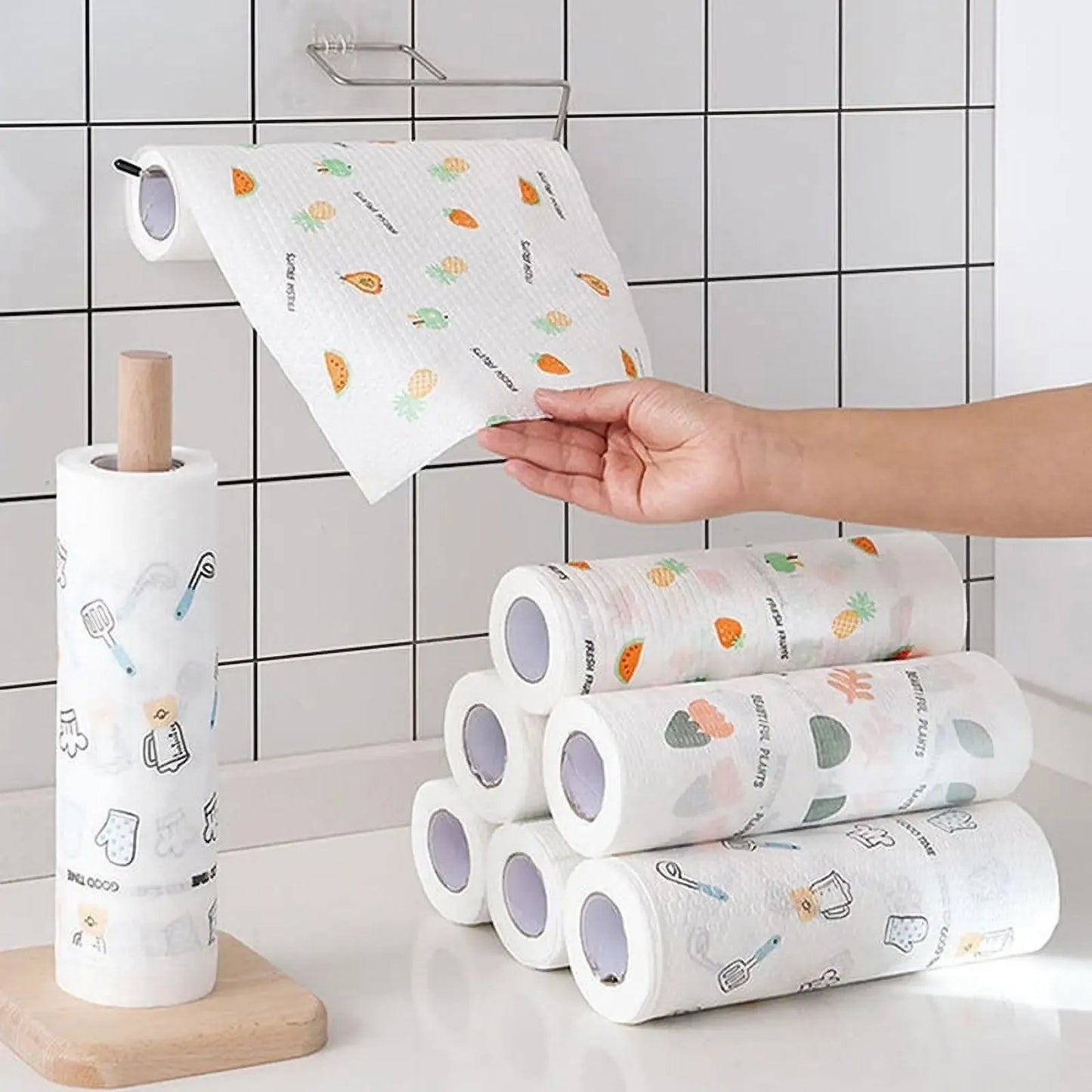 🧽 50Pcs Reusable Cleaning Lazy Rags Roll –  Washable Kitchen Towels & Multi-Purpose Wiping Cloths for Home Cleaning