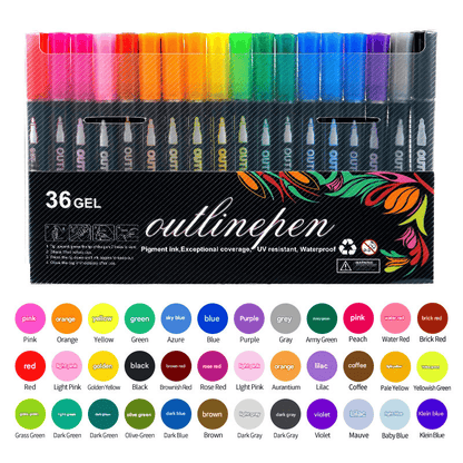 8/12/24/36/48 Colors Double Line Outline Art Pen Marker Pen