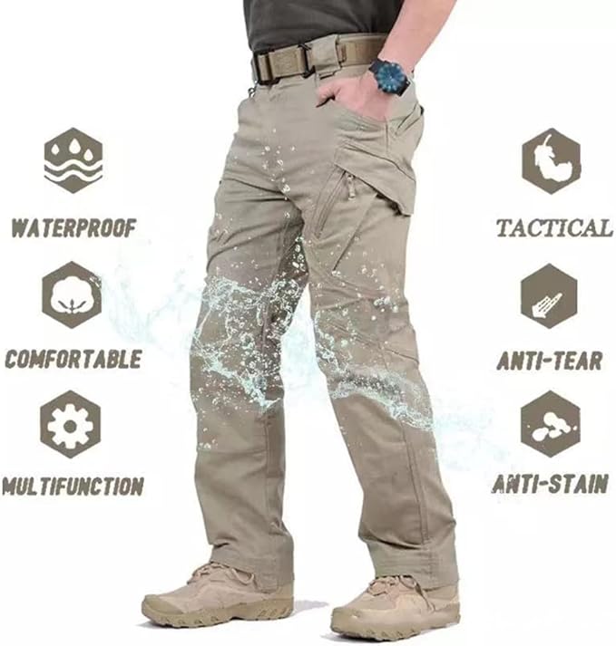 Men’s Tactical Cargo Pants – Ripstop Waterproof Multi-Pocket Combat Trousers