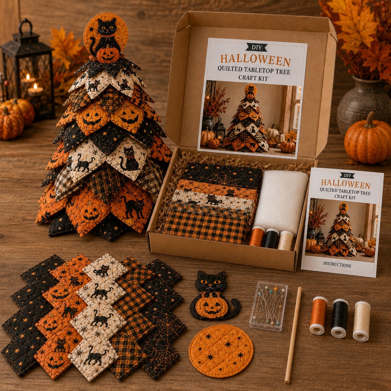 🔥LAST DAY 50% OFF - 🎃 DIY Halloween Quilted Fabric Tree Kit – Easy Layered Fabric Holiday Décor for Quilting Lovers(📦Buy 2 Free Shipping)