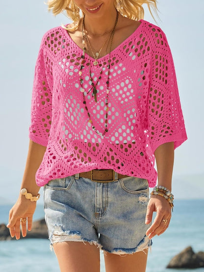 ? Handmade Crochet V‐Neck Boho Top | Apricot Summer Essential