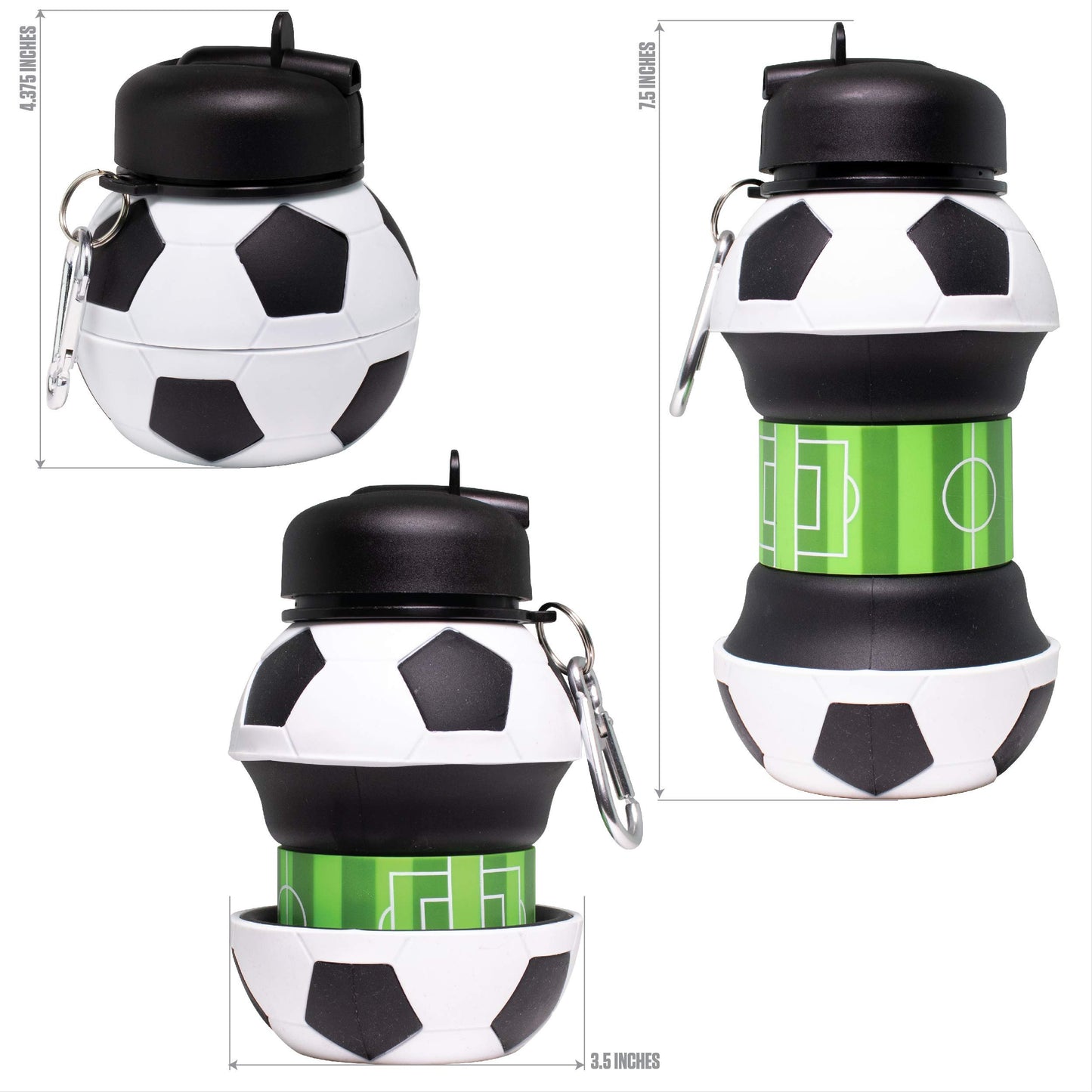 Collapsible Soccer Bottle | 34oz Expandable Food-Grade Silicone Sports Jug