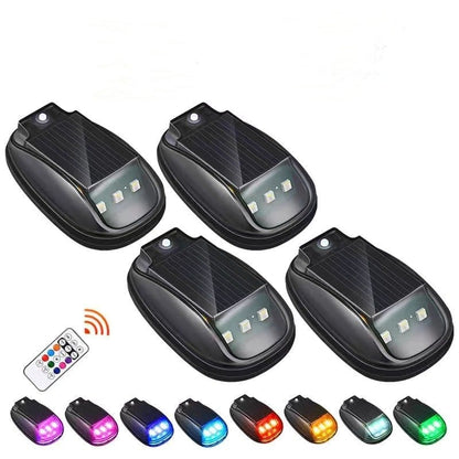 🔥Solar-powered RGB strobe light on car roof with remote control💡