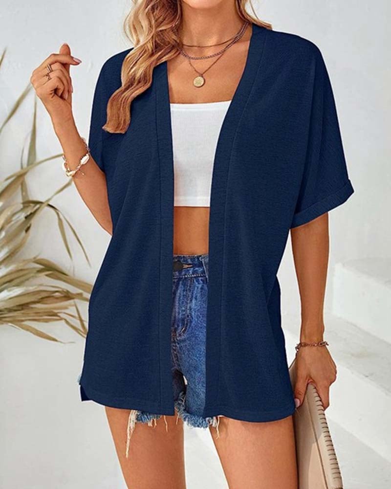 Short Sleeve Casual Solid Coat