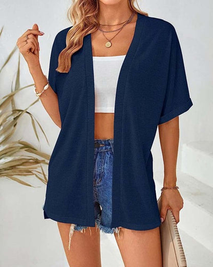 Short Sleeve Casual Solid Coat