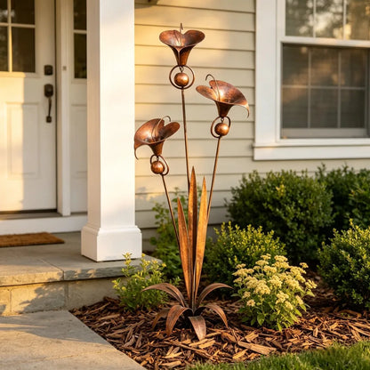 Copper Calla Lily Garden Chime Set – Peaceful Outdoor Decor for Flower Lovers 🌿🔔