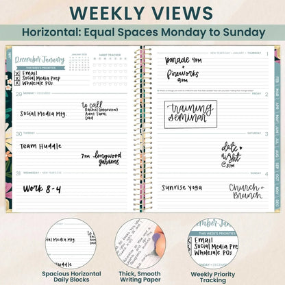 2026 Hard Cover Planner, 8.5" x 11", Blooming Wildly