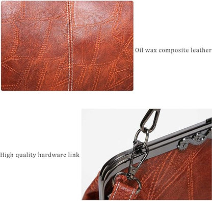 💼2026 New Kattee Elegant Waterproof Women’s Leather Kiss-Lock Tote Handbag