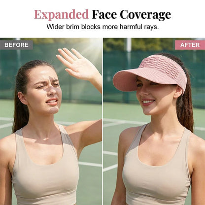 🔥Women’s High Ponytail Visor Hat 🧢 Breathable, Open-Top UV400 Protection ☀️Perfect for Running, Hiking, Beach Days & Everyday “That Girl” Style 💁‍♀️✨