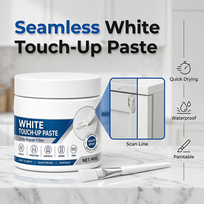 White Furniture Touch-Up Paste with Brush