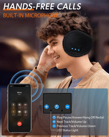 Bluetooth Headphones Earmuffs, ✨Built-in HD Speakers and Microphone for Biking Running