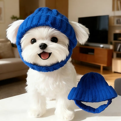 🔥🐾Red Wool Knit Dog Beanie with Ear Flaps – Warm Winter Hat
