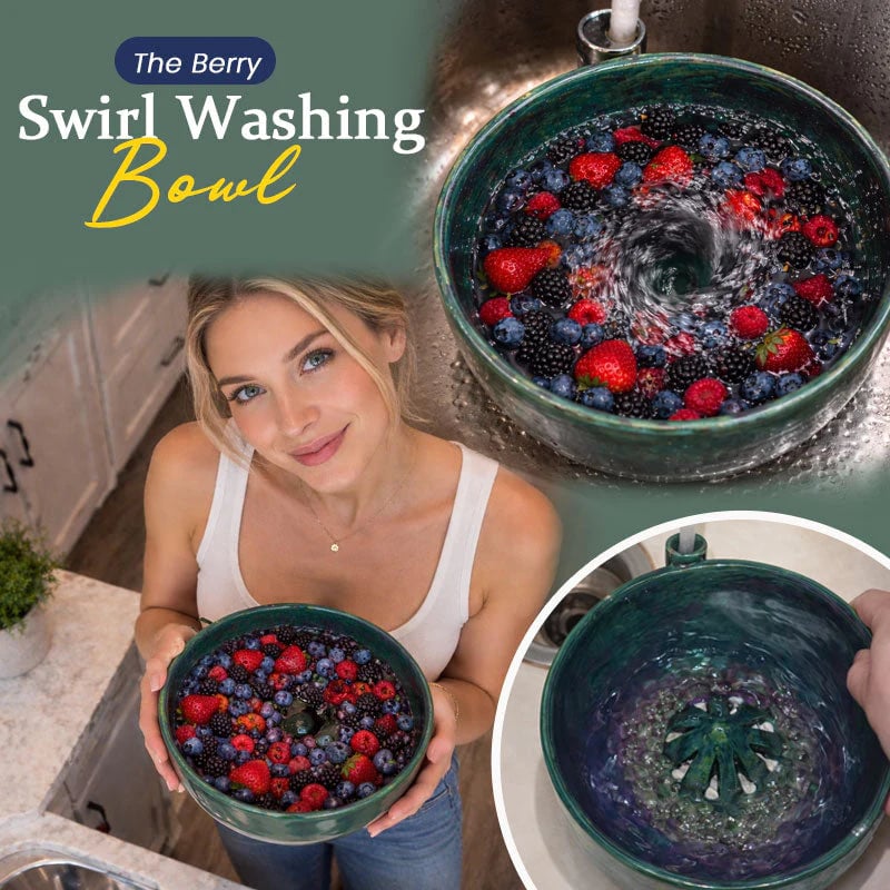 🍓 The Berry Swirl Bowl: Gentle Swirl Wash System for Delicate Fruits – Rapid-Drain "Functional Art" Piece