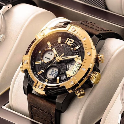 🔥Multifunctional Dual Display 3ATM Waterproof Men's Quartz Sports Watch