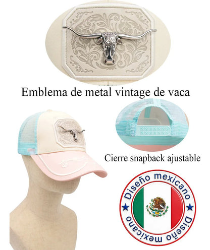 Pink Yellowstone Style Western Hat with Bull Pin