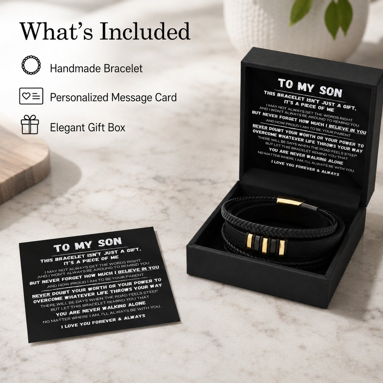 🖤To My Son — Never Walk Alone Braided Bracelet Set