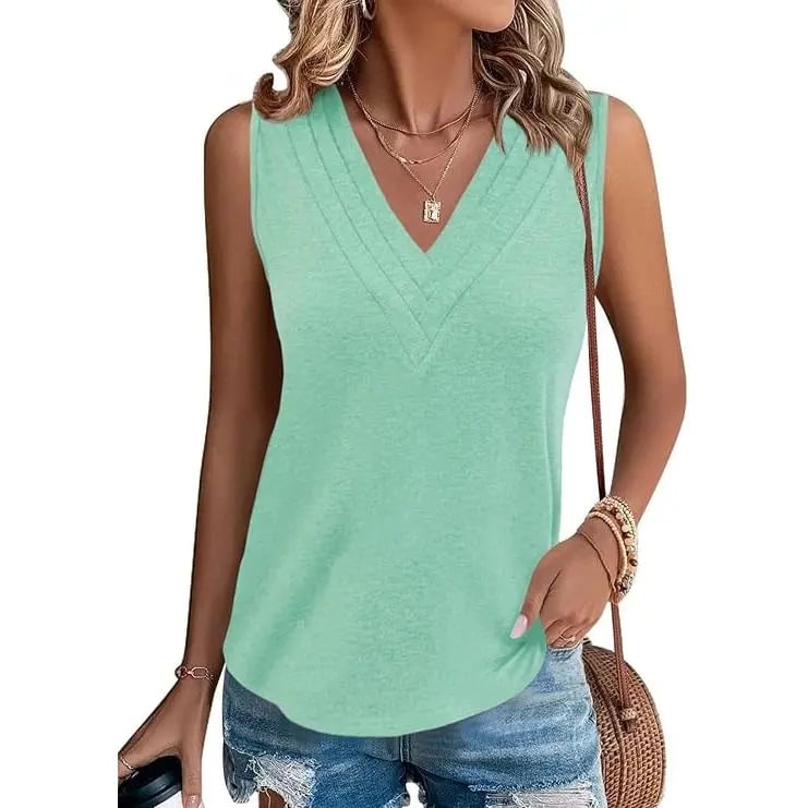 🎁✨Women V Neck Tank Tops Dressy Casual Summer Loose Fit Sleeveless Shirts Blouse Comfy Womenswear Soft Basic