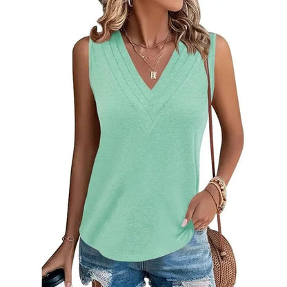 🎁✨Women V Neck Tank Tops Dressy Casual Summer Loose Fit Sleeveless Shirts Blouse Comfy Womenswear Soft Basic
