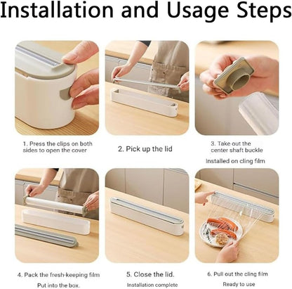 Magnetic Plastic Wrap Dispenser with Slide Cutter