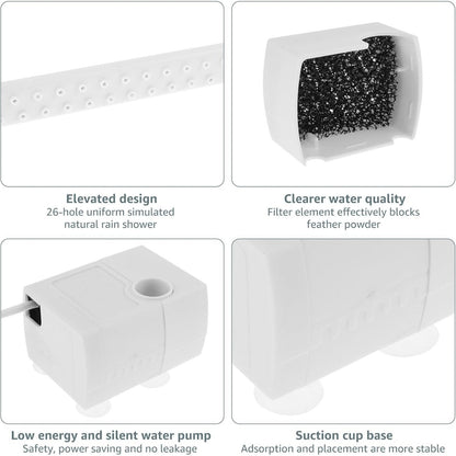 🦜💦Automatic ABS Bird Bath Shower, Parrot Bathtub with Circulating Faucet for Pet Bird