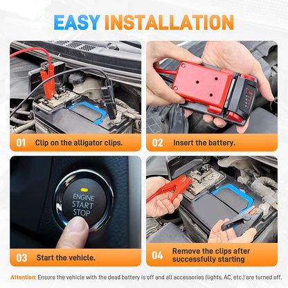 Car Starter Jumper Cables With Adapter For Dewalt 20v