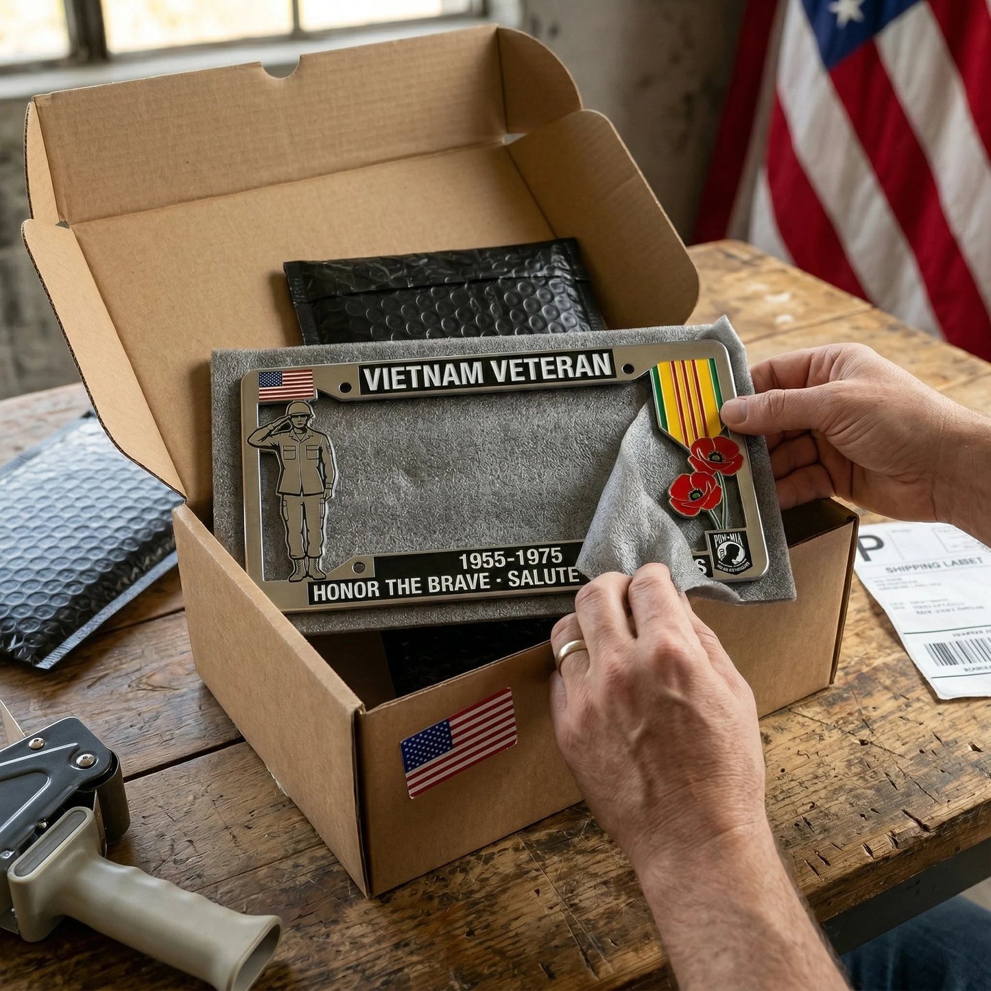 Vietnam Veteran Tribute License Plate Frame | Perfect for Front & Rear Use