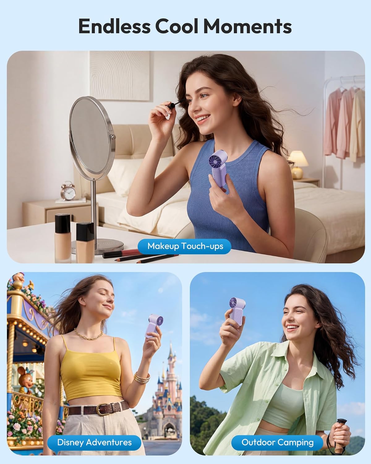 ✨Turbo Handheld Fan – LED Display, 6 Speeds, 3000mAh🔋