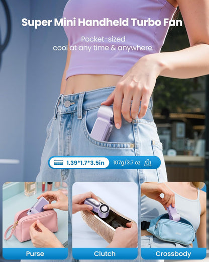 ✨Turbo Handheld Fan – LED Display, 6 Speeds, 3000mAh🔋