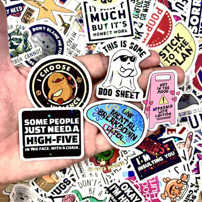 🔥130 Pcs Sarcastic and Funny Saying Stickers Pack-✨2026 New Razer Style✨