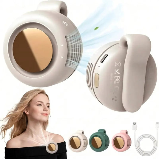 2026 Upgrade Mini Bladeless Fan. Portable, rechargeable, and silent.