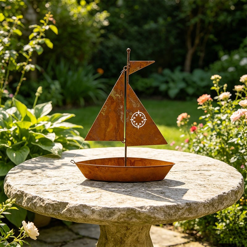 3D Rustic Metal Sailboat Pot