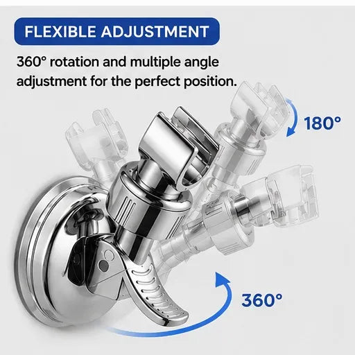 2pcs Adjustable Shower Head Holders Removable Suction Cup Shower Head Bracket No Drill Shower Head Bracket