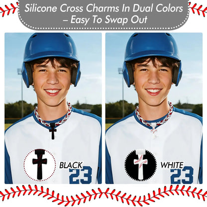 ✝️⚾Triple-Rope Tornado Baseball Necklace – Cross Charm Pendant with "I CAN DO ALL THINGS PHL4:13"