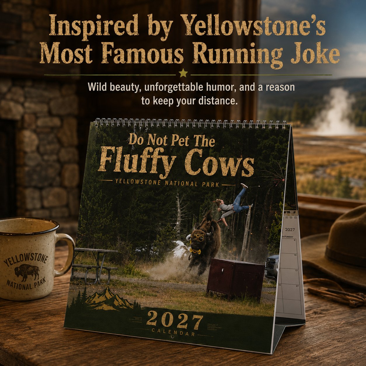 🦬 "Do Not Pet The Fluffy Cows" 🏞️ Bison Yellowstone National Park 2027 Wall Calendar