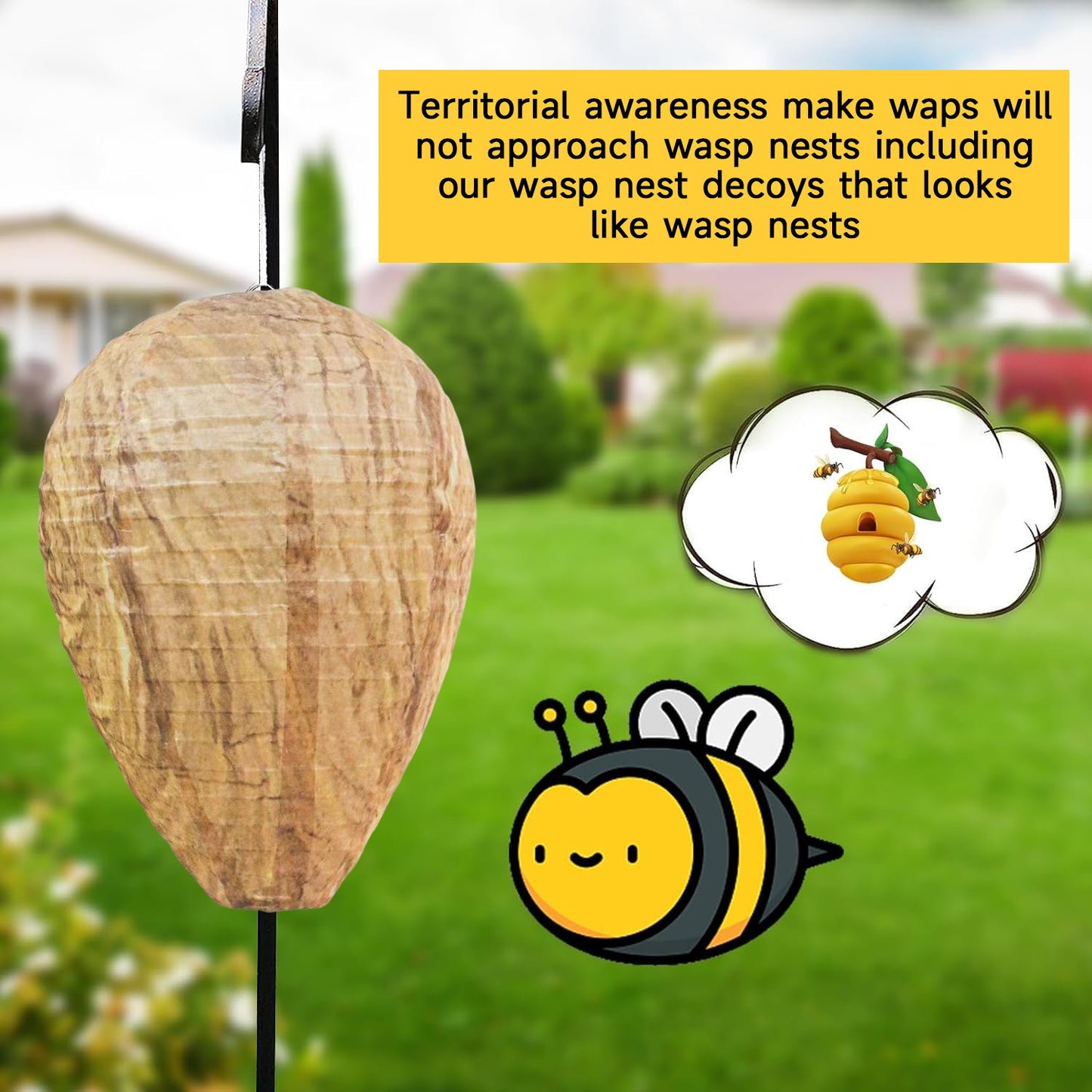 🐝Outdoor Hanging Fake Hornet Nest, Natural Wasp Repellent 👍