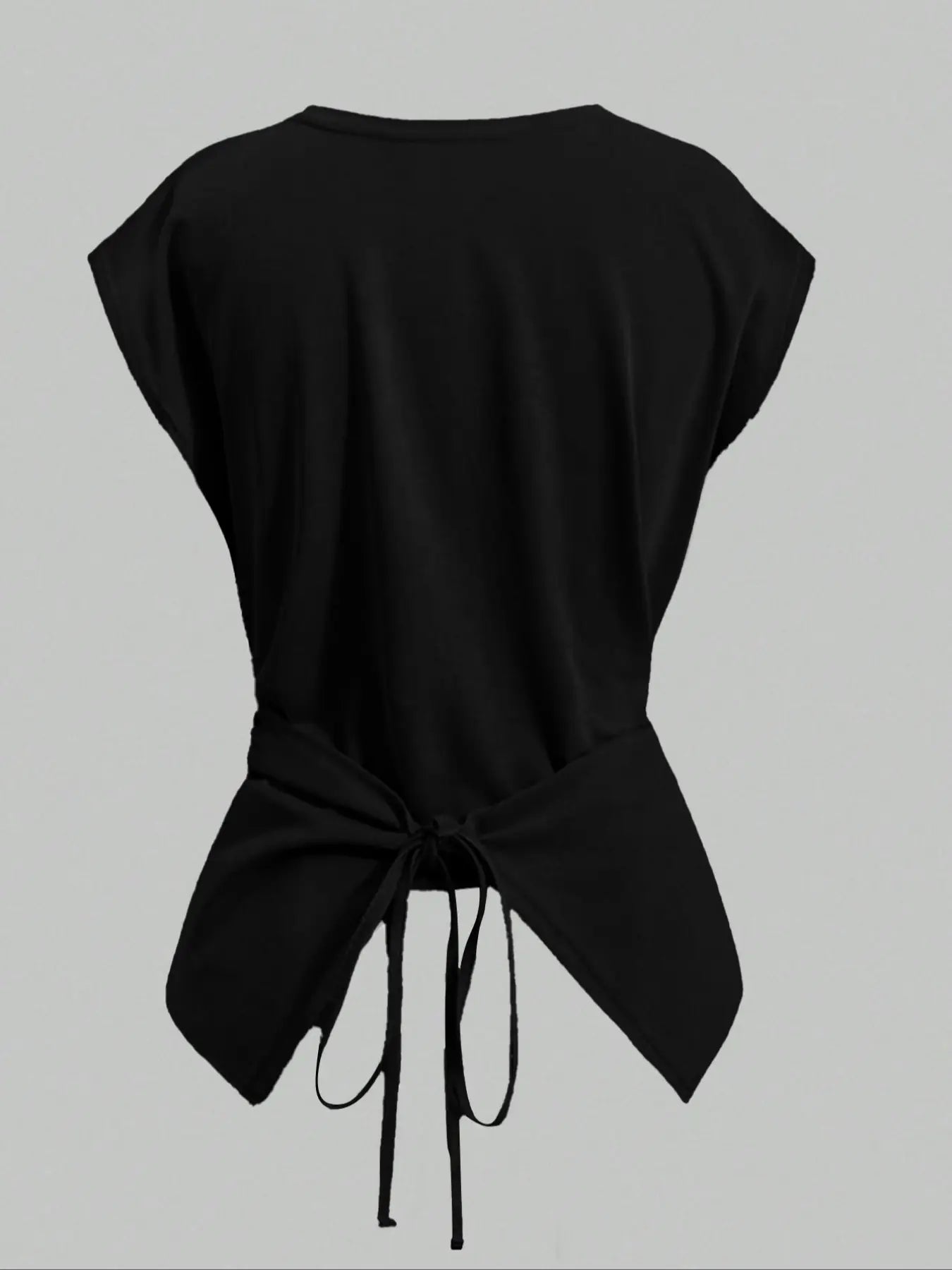 Women's Knitted Round Neck Criss Cross Back T-Shirt