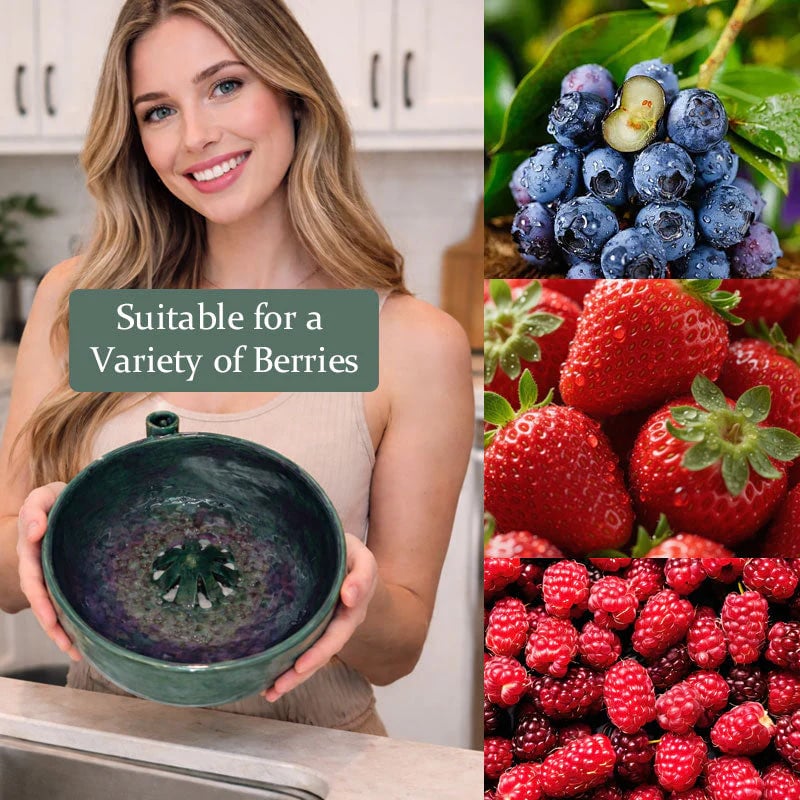 🍓 The Berry Swirl Bowl: Gentle Swirl Wash System for Delicate Fruits – Rapid-Drain "Functional Art" Piece