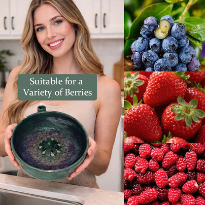 🍓 The Berry Swirl Bowl: Gentle Swirl Wash System for Delicate Fruits – Rapid-Drain "Functional Art" Piece