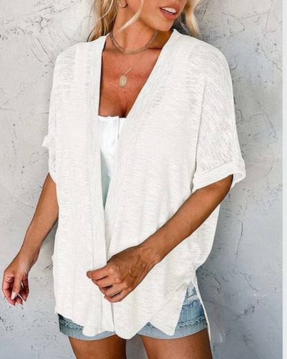 Short Sleeve Casual Solid Coat