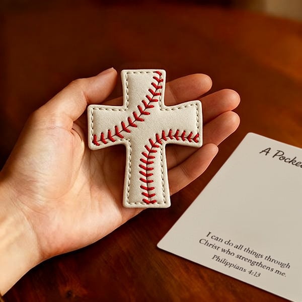 ⚾️A Pocket Blessing – Handmade Baseball Cross Edition💝