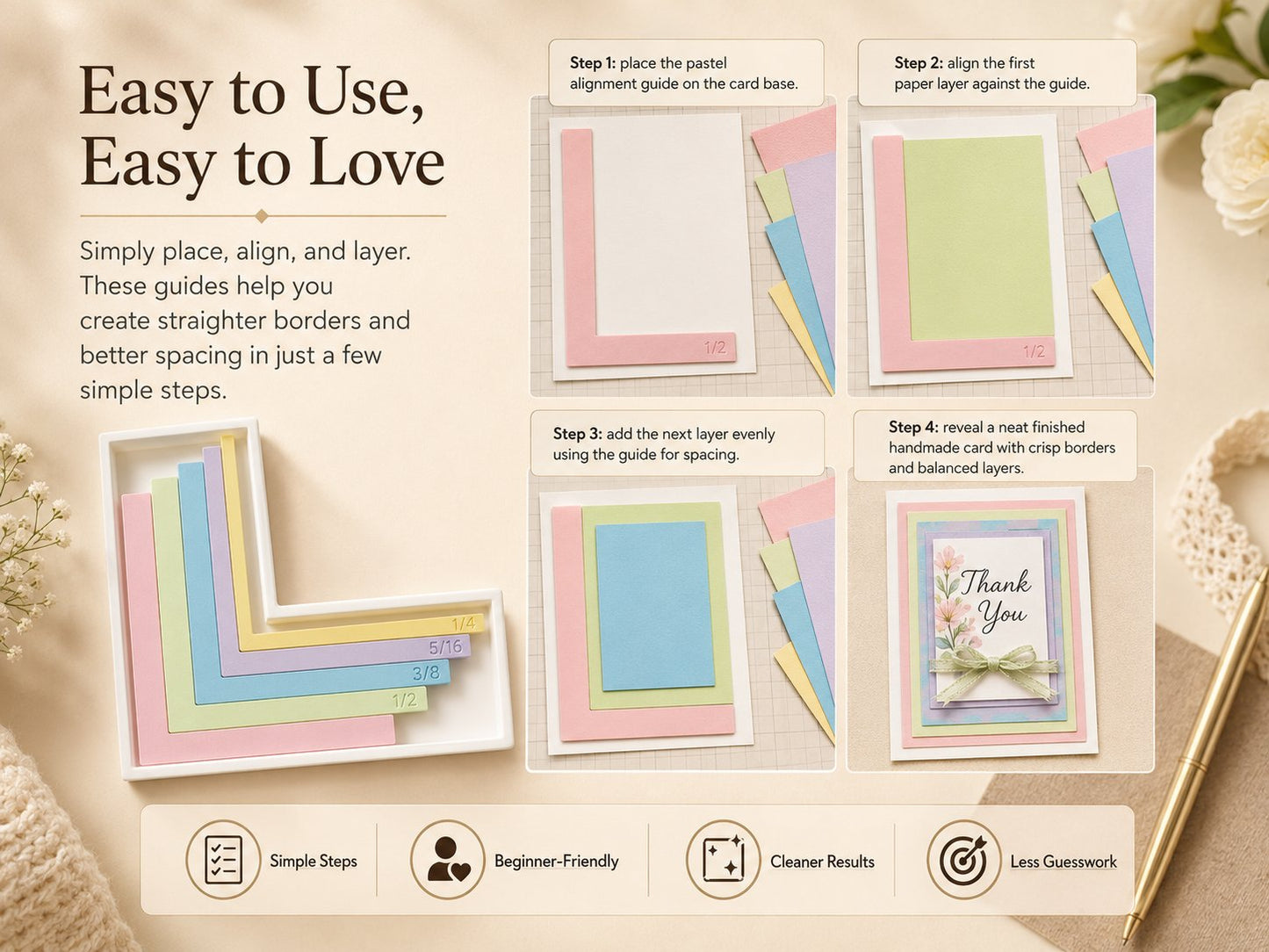 🎁 Last Day 49% OFF - Card Making Alignment Guides Set | Create Perfectly Aligned Handmade Cards Without Guesswork or Crooked Corners ✨