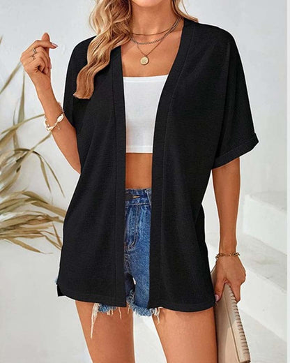 Short Sleeve Casual Solid Coat