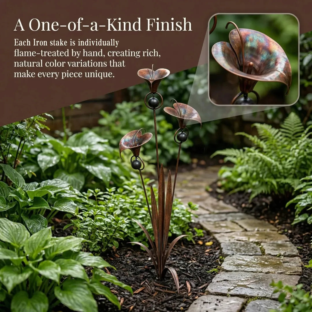Copper Calla Lily Garden Chime Set – Peaceful Outdoor Decor for Flower Lovers 🌿🔔