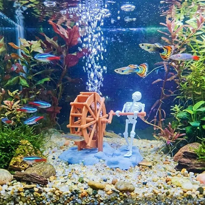 Funny Skeleton Water Wheel Aquarium Ornament