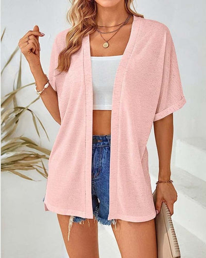 Short Sleeve Casual Solid Coat