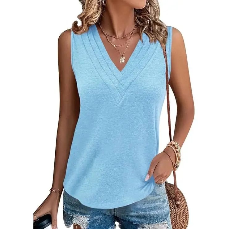 🎁✨Women V Neck Tank Tops Dressy Casual Summer Loose Fit Sleeveless Shirts Blouse Comfy Womenswear Soft Basic