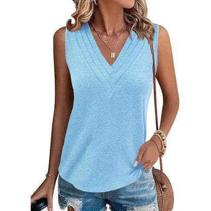 🎁✨Women V Neck Tank Tops Dressy Casual Summer Loose Fit Sleeveless Shirts Blouse Comfy Womenswear Soft Basic